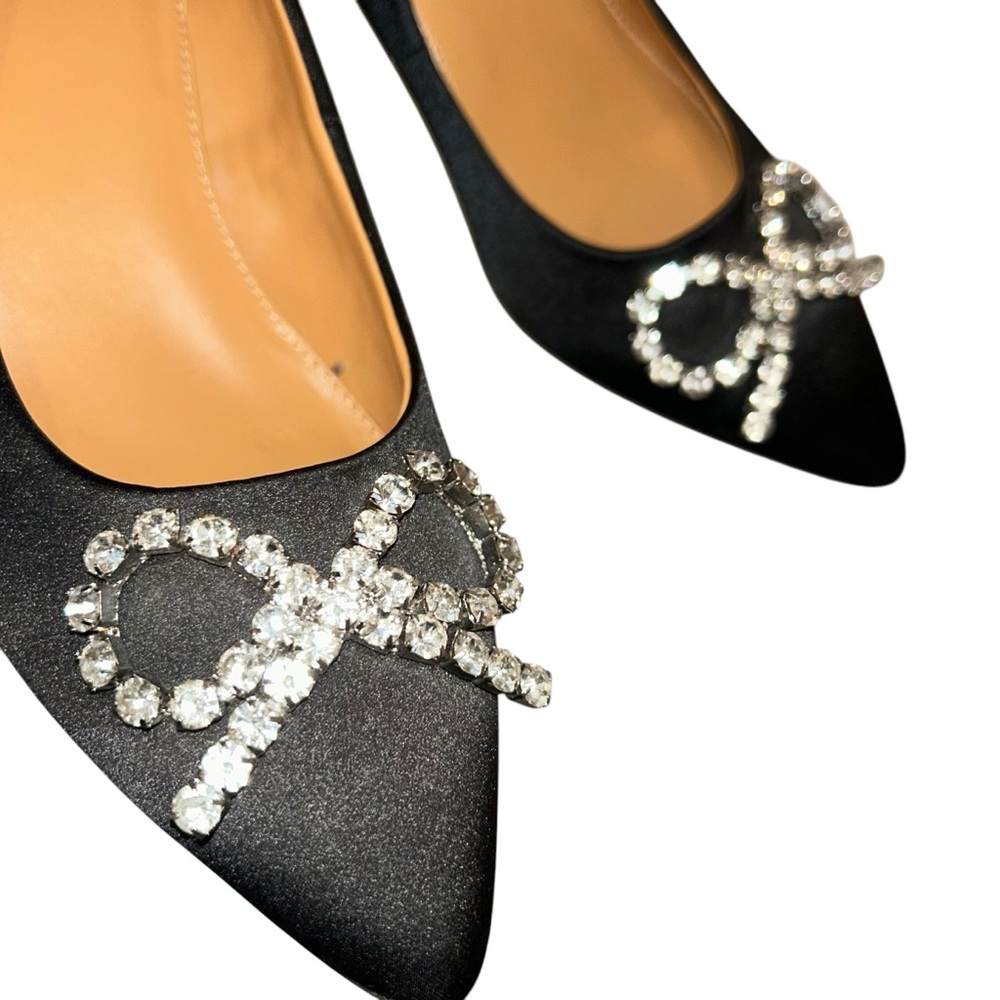 J. Crew Black Satin Embellished Women's fancy pumps Shoes 6 - Picture 5 of 8